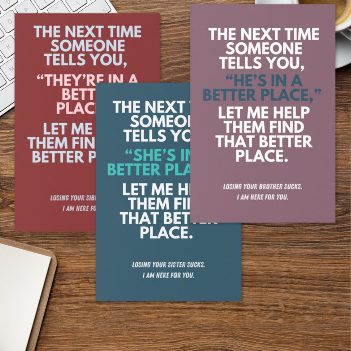 Better Place Sibling Grief card