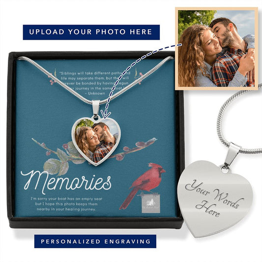 Siblings Heart-shaped Memory Necklace